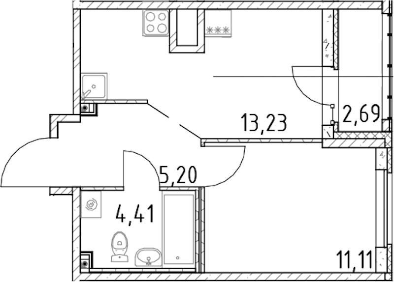 1-комнатная квартира 33.95 м², 23/23 эт., ЖК «Город Первых»
